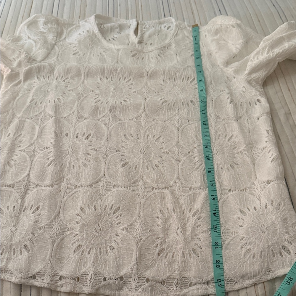 Cupshe White floral eyelet Blouse with trumpet sleeves - Picture 9 of 11